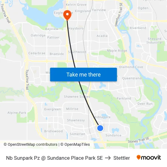 Nb Sunpark  Pz @ Sundance Place Park SE to Stettler map