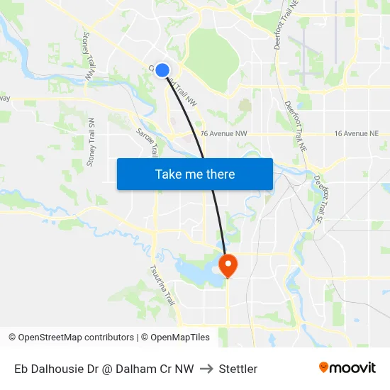 Eb Dalhousie Dr @ Dalham Cr NW to Stettler map