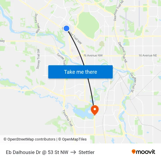 Eb Dalhousie Dr @ 53 St NW to Stettler map
