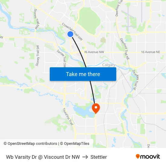 Wb Varsity Dr @ Viscount Dr NW to Stettler map