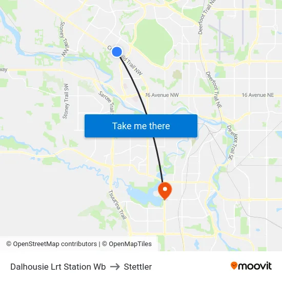 Dalhousie Lrt Station Wb to Stettler map