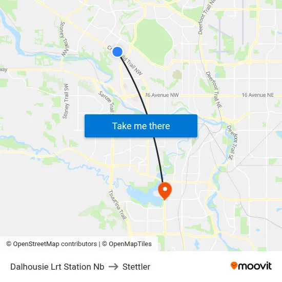 Dalhousie Lrt Station Nb to Stettler map