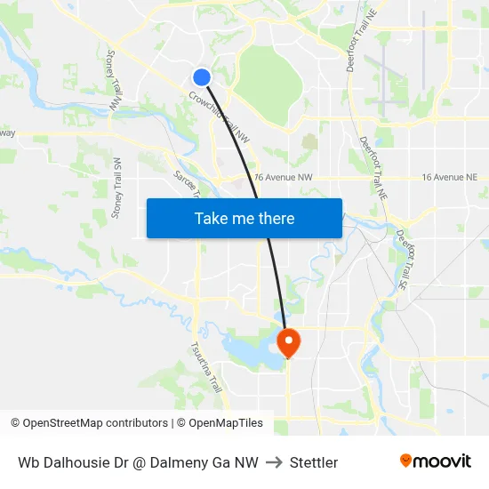 Wb Dalhousie Dr @ Dalmeny Ga NW to Stettler map