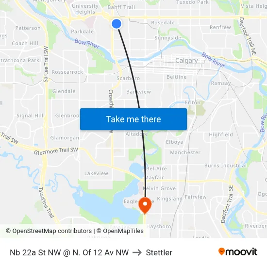 Nb 22a St NW @ N. Of 12 Av NW to Stettler map