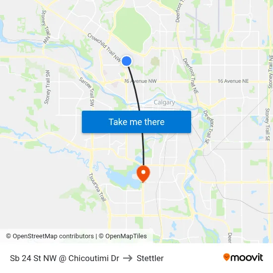 Sb 24 St NW @ Chicoutimi Dr to Stettler map