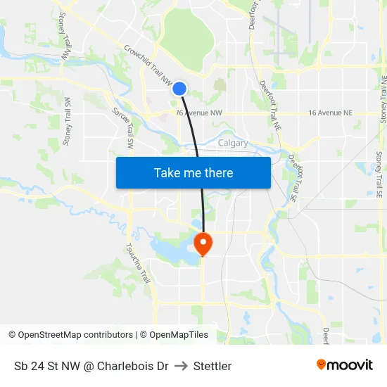 Sb 24 St NW @ Charlebois Dr to Stettler map