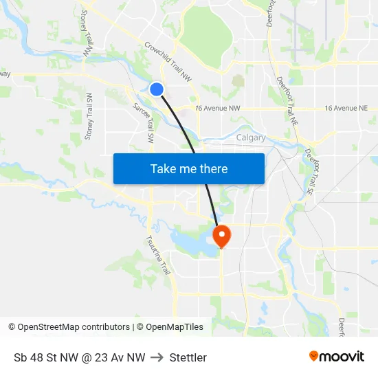 Sb 48 St NW @ 23 Av NW to Stettler map