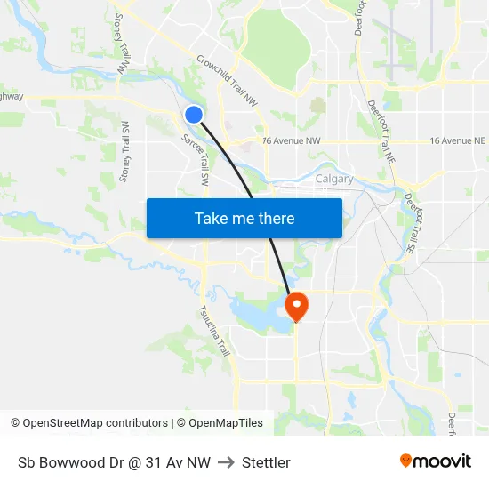 Sb Bowwood Dr @ 31 Av NW to Stettler map