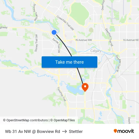 Wb 31 Av NW @ Bowview Rd to Stettler map