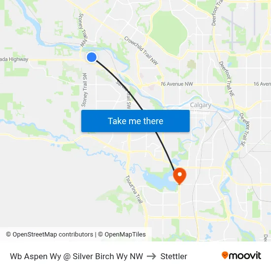 Wb Aspen Wy @ Silver Birch Wy NW to Stettler map