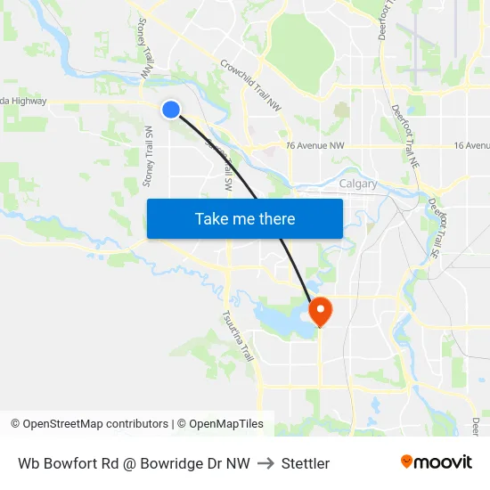 Wb Bowfort Rd @ Bowridge Dr NW to Stettler map