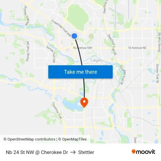 Nb 24 St NW @ Cherokee Dr to Stettler map