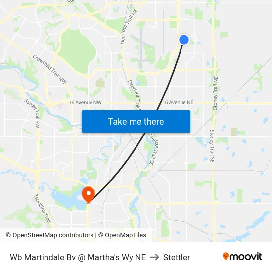 Wb Martindale Bv @ Martha's Wy NE to Stettler map