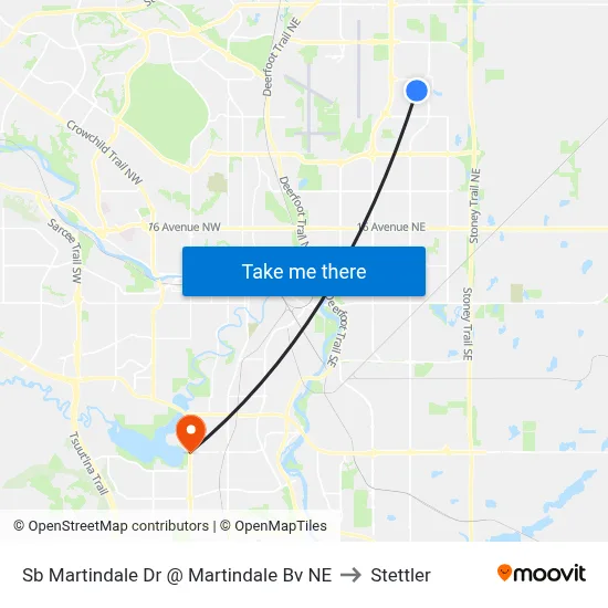 Sb Martindale Dr @ Martindale Bv NE to Stettler map