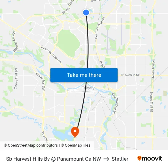 Sb Harvest Hills Bv @ Panamount Ga NW to Stettler map