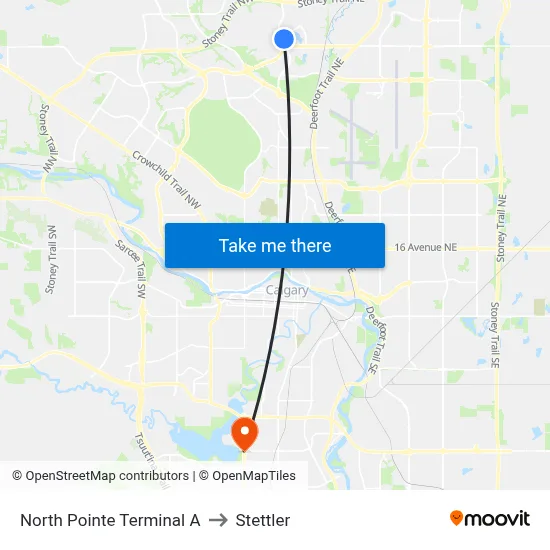 North Pointe Terminal A to Stettler map
