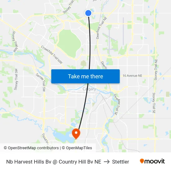 Nb Harvest Hills Bv @ Country Hill Bv NE to Stettler map