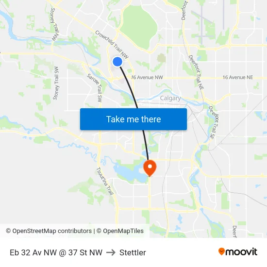 Eb 32 Av NW @ 37 St NW to Stettler map