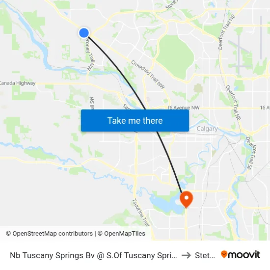 Nb Tuscany Springs Bv @ S.Of Tuscany Springs Gd NW to Stettler map