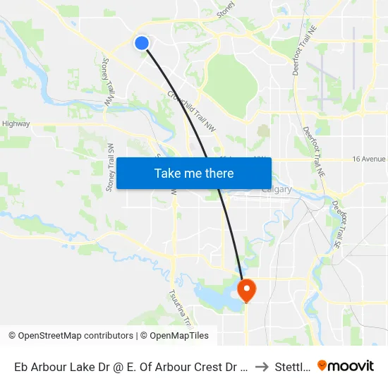 Eb Arbour Lake Dr @ E. Of Arbour Crest Dr NW to Stettler map