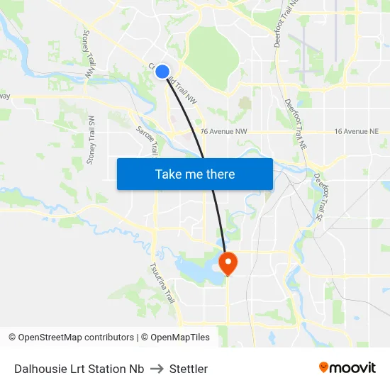 Dalhousie Lrt Station Nb to Stettler map
