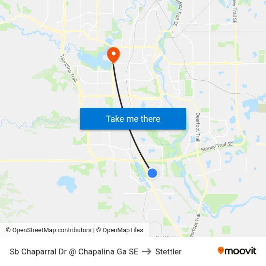 Sb Chaparral Dr @ Chapalina Ga SE to Stettler map