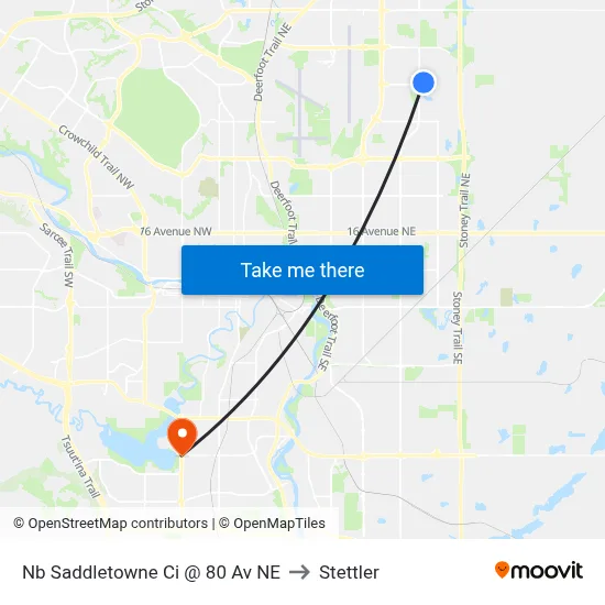 Nb Saddletowne Ci @ 80 Av NE to Stettler map