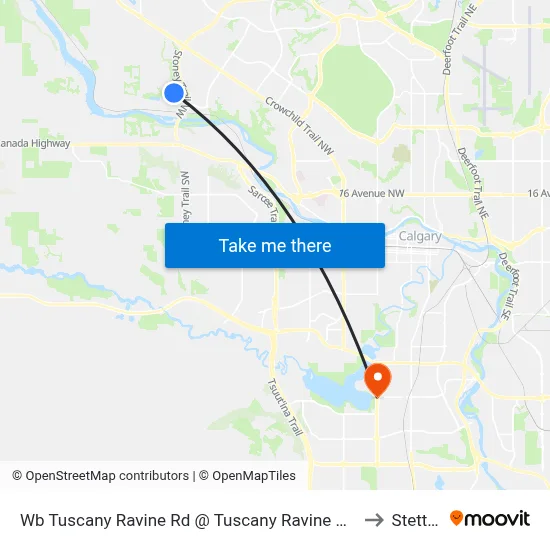 Wb Tuscany Ravine Rd @ Tuscany Ravine Ht NW to Stettler map