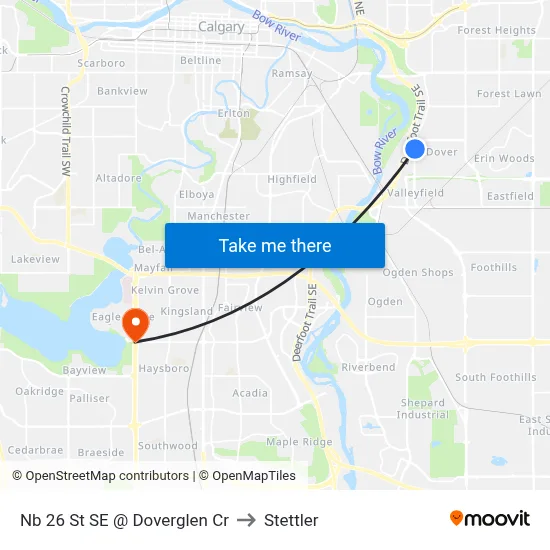 Nb 26 St SE @ Doverglen Cr to Stettler map