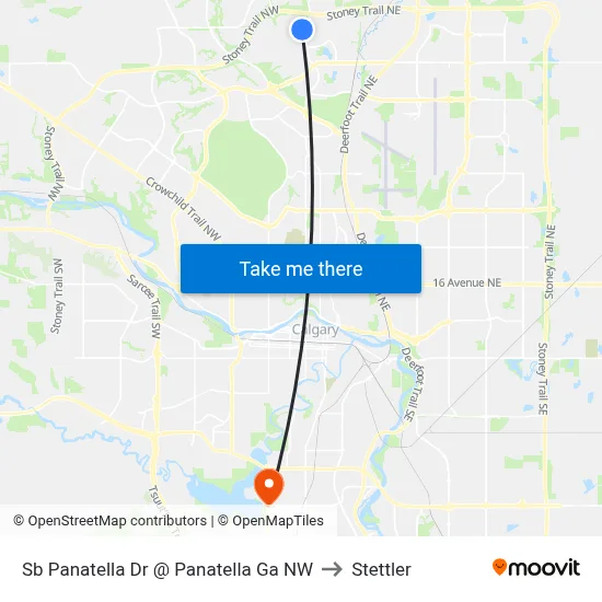 Sb Panatella Dr @ Panatella Ga NW to Stettler map