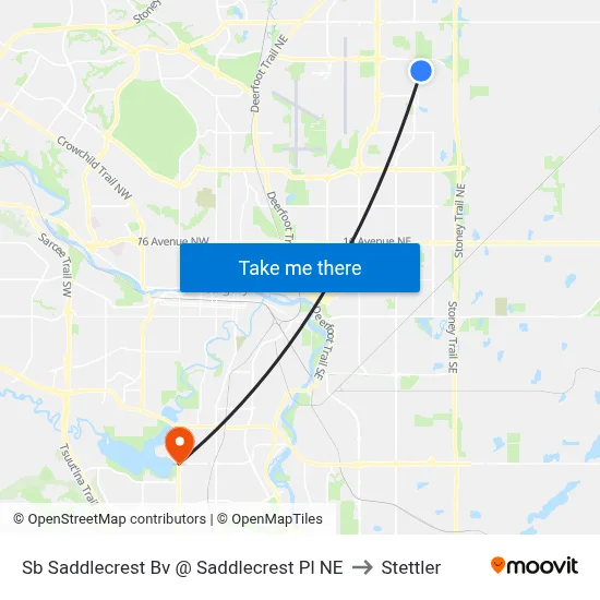 Sb Saddlecrest Bv @ Saddlecrest Pl NE to Stettler map