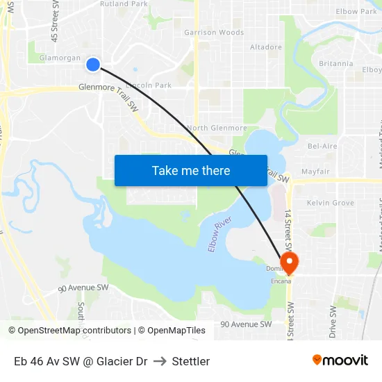 Eb 46 Av SW @ Glacier Dr to Stettler map