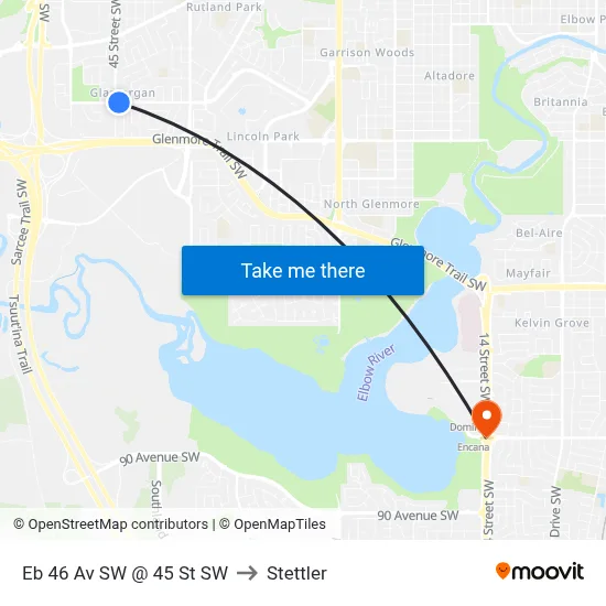 Eb 46 Av SW @ 45 St SW to Stettler map