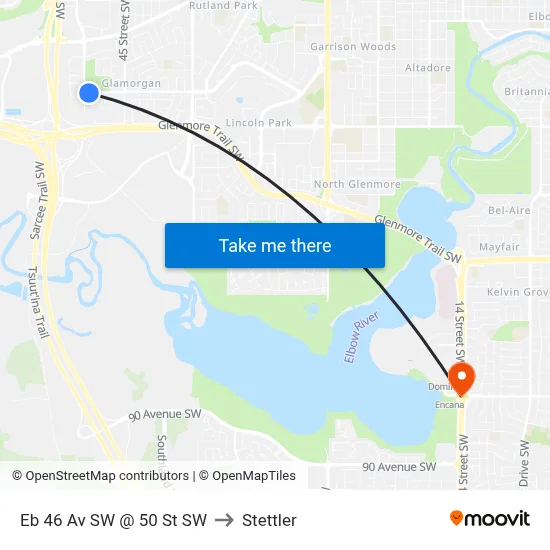 Eb 46 Av SW @ 50 St SW to Stettler map