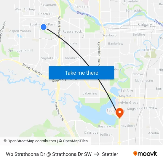 Wb Strathcona Dr @ Strathcona Dr SW to Stettler map