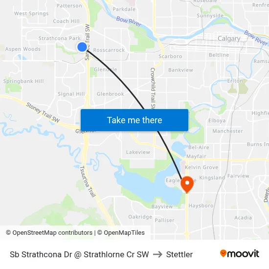 Sb Strathcona Dr @ Strathlorne Cr SW to Stettler map