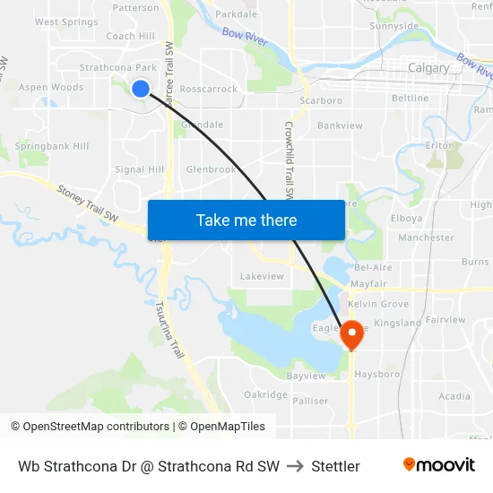 Wb Strathcona Dr @ Strathcona Rd SW to Stettler map