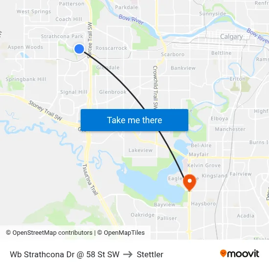 Wb Strathcona Dr @ 58 St SW to Stettler map