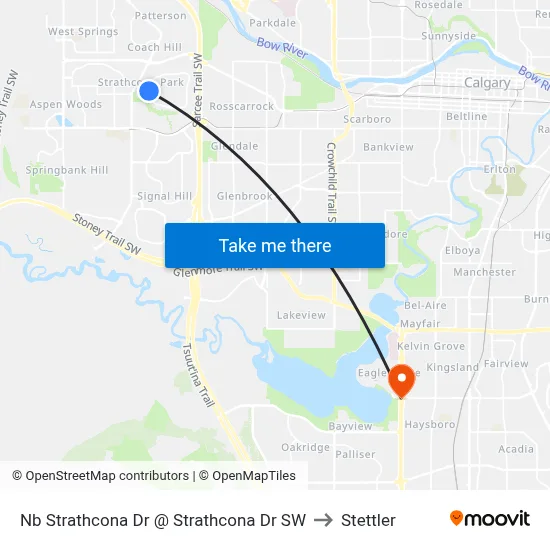 Nb Strathcona Dr @ Strathcona Dr SW to Stettler map