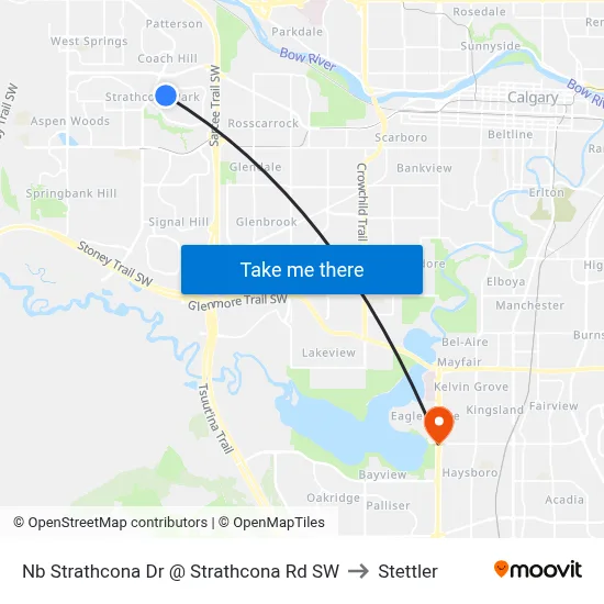 Nb Strathcona Dr @ Strathcona Rd SW to Stettler map