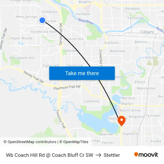 Wb Coach Hill Rd @ Coach Bluff Cr SW to Stettler map