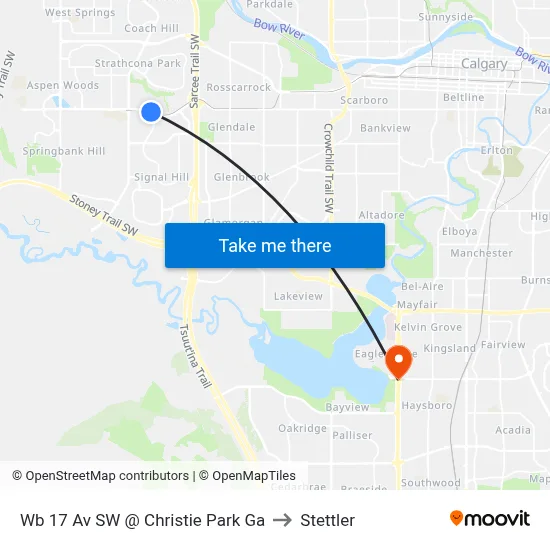 Wb 17 Av SW @ Christie Park Ga to Stettler map
