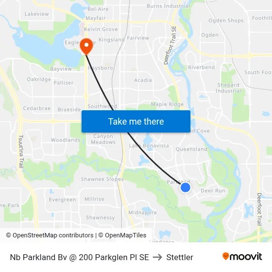 Nb Parkland Bv @ 200 Parkglen Pl SE to Stettler map