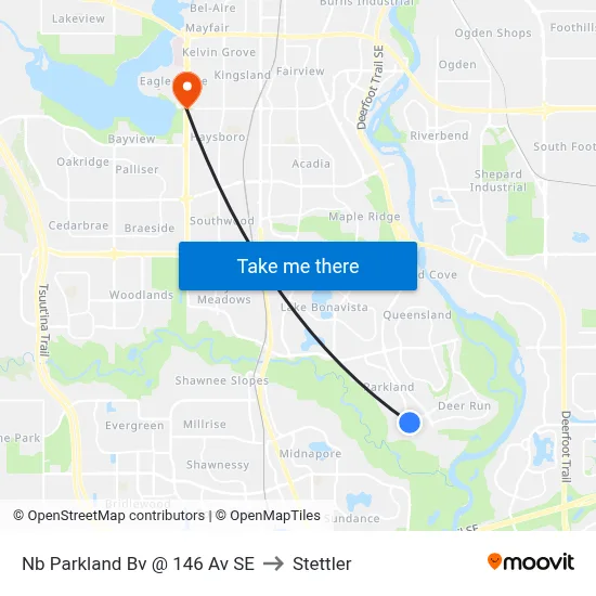 Nb Parkland Bv @ 146 Av SE to Stettler map