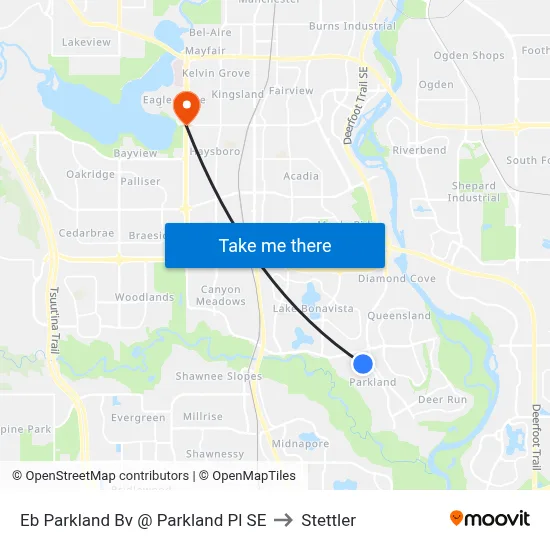 Eb Parkland Bv @ Parkland Pl SE to Stettler map