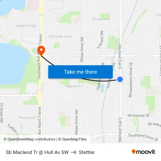 Sb Macleod Tr @ Hull Av SW to Stettler map