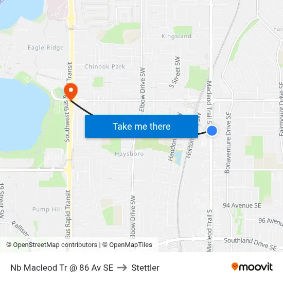 Nb Macleod Tr @ 86 Av SE to Stettler map