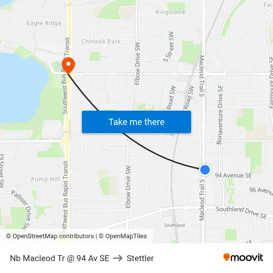 Nb Macleod Tr @ 94 Av SE to Stettler map