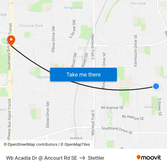 Wb Acadia Dr @ Ancourt Rd SE to Stettler map