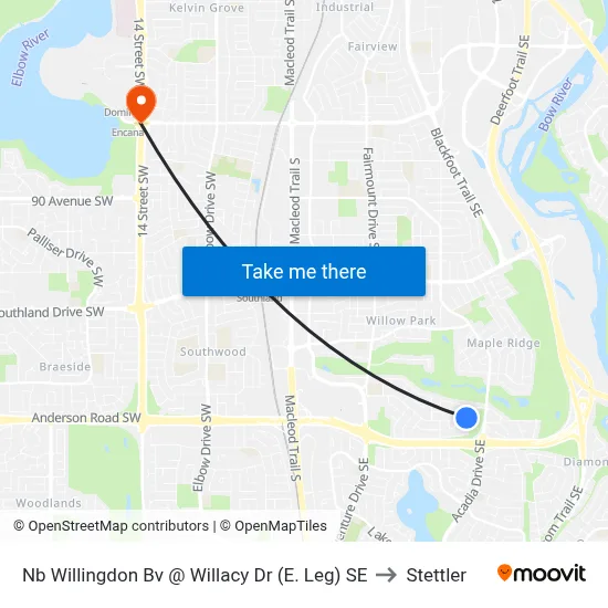 Nb Willingdon Bv @ Willacy Dr (E. Leg) SE to Stettler map